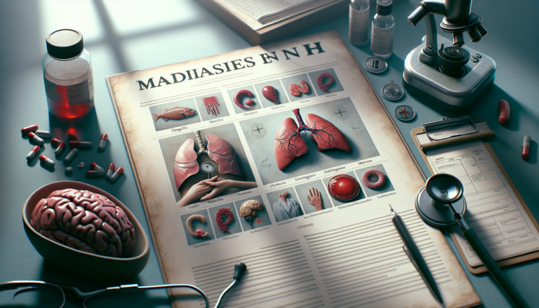 Créez une page de livre médical montrant des maladies commençant par la lettre H.