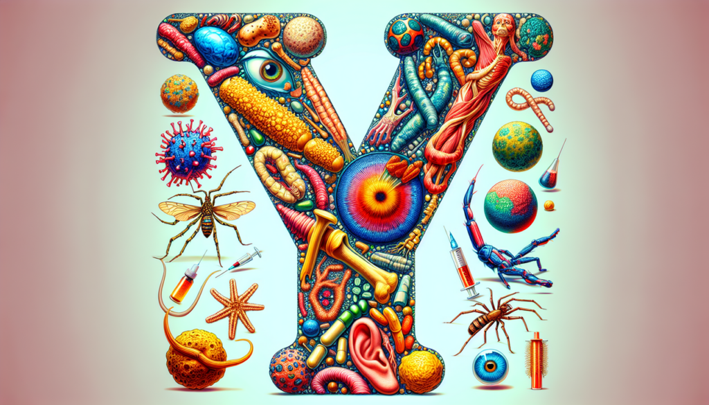 Illustration de diverses maladies commençant par la lettre "Y" formant un "Y".