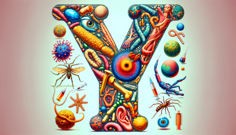 Illustration de diverses maladies commençant par la lettre "Y" formant un "Y".