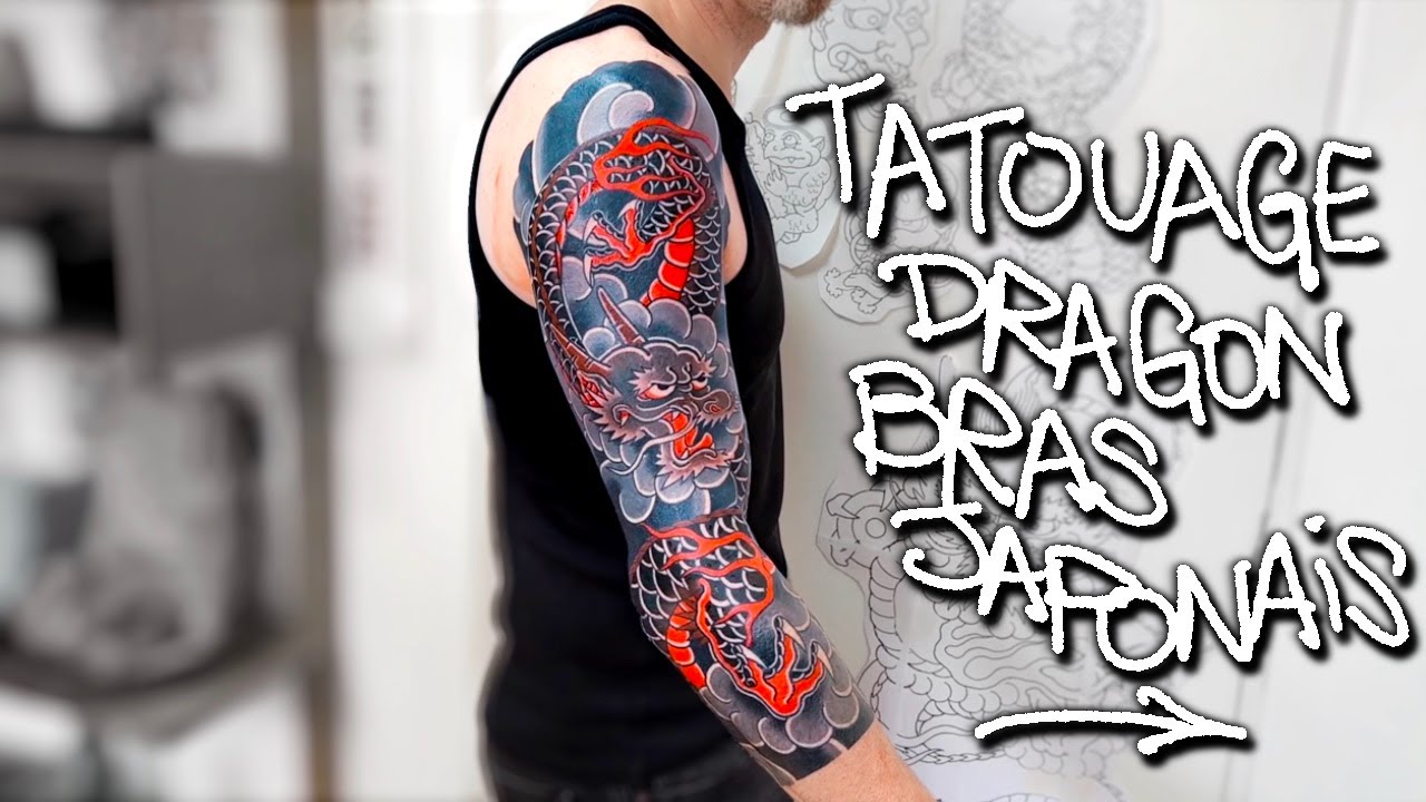 Tatouage japonais dragon sur un bras