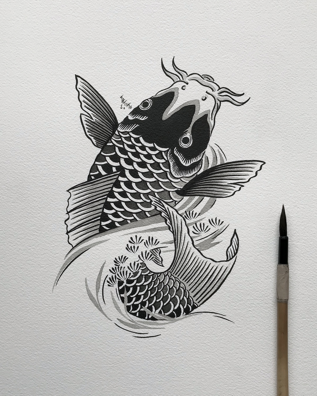 Tatouage carpe koi flash