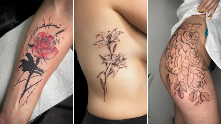 Magnifique tatouage floral détaillé sur l'avant-bras, symbolisant la beauté et la signification des fleurs en tattoo.