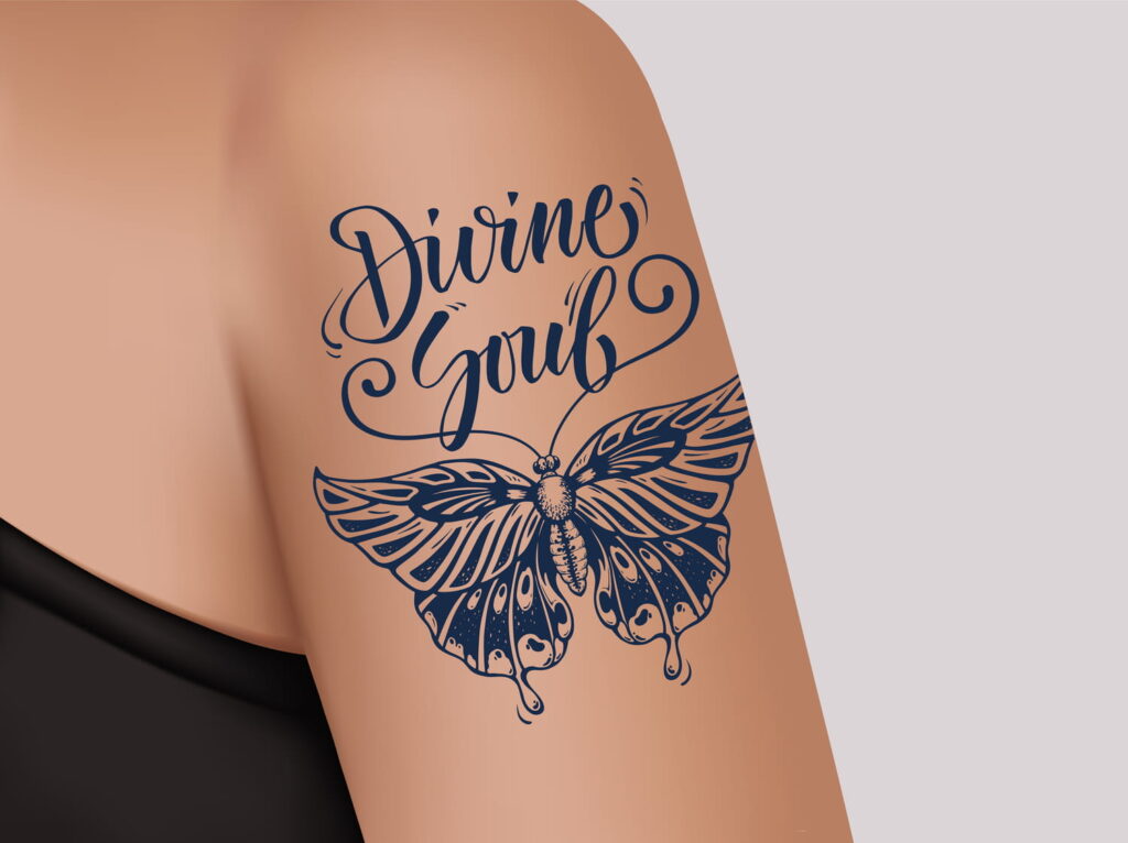 Tatouage papillon élégant sur l'avant-bras, symbole de transformation et liberté