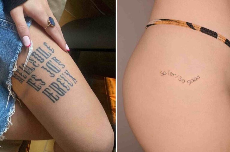 Tatouage phrase raffiné sur l'avant-bras illustrant une citation inspirante